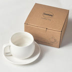 Porcelain Coffee Cup with Saucer 270ml/9oz, Minimalist Design, Perfect for Latte, Cappuccino, and Tea, White