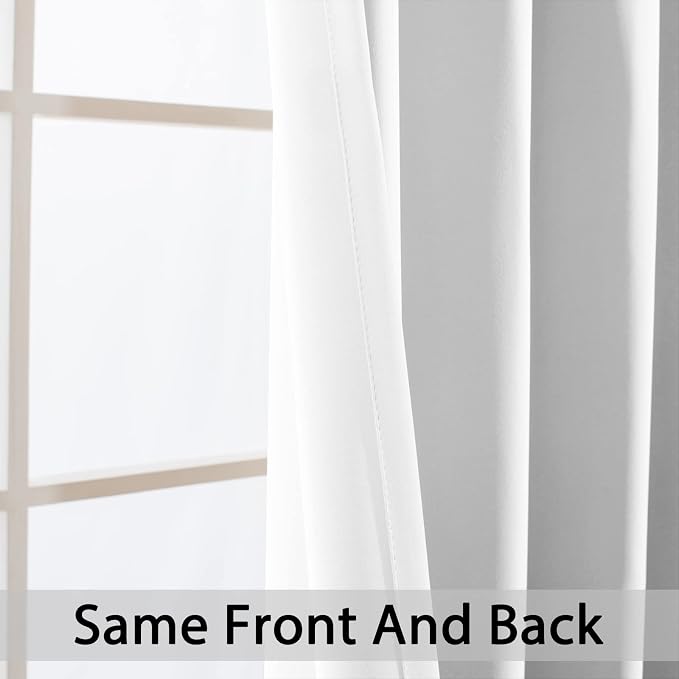 Yakamok Room Darkening Curtains 42x63 inch Length Pure White-Living Room | 2 - Image 3