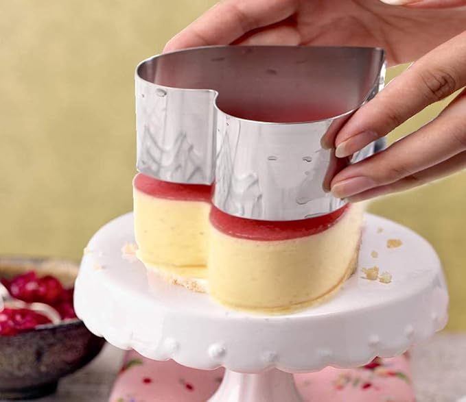 Newline NY Stainless Steel Dessert Rings (4 Pcs) Heart Shape Molded Salads, Pastries Mousse Molding Layering Cutter
