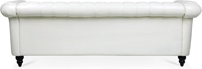 LEVNARY Chesterfield Sofa, Classic Tufted Upholstered Leather Couch, Modern 3 - Image 8