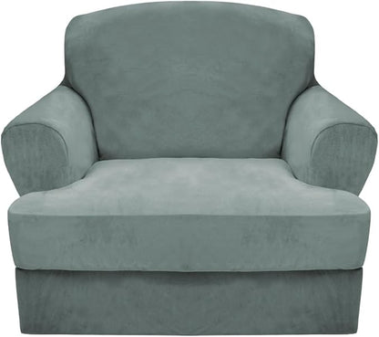 CUCRAF T Cushion Sofa Cover 2 Piece Armchair Slipcovers, Soft Thick Velvet by CUCRAF