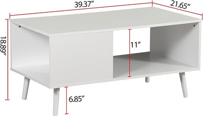 ZenStyle Mid Century Modern Coffee Table, Wooden Retro Coffee Table - Image 3