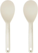 Silicone Rice Paddle Set – 2-Piece Set of Spoon Spatulas for Non-Stick Cookware – Kitchen Tools and Accessories with Comfortable Handles, Heat-Resistant Utensils for Cooking and Baking – Cream