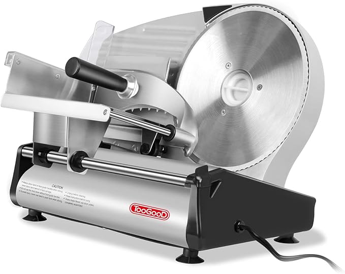 TOOGOOD 8.7" Meat Slicer, Electric Meat Slicer Machine with Removable Stainless Steel Blade, Deli Food Slicer for Home Use, Slicing Frozen Meat,Hard Cheese, Ham and Deli, Silver