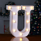 Foaky LED Letter Lights Sign Marquee Light Up Letters Sign for Night Light Wedding/Birthday Party Battery Powered Christmas Lamp Home Bar Decoration(U)