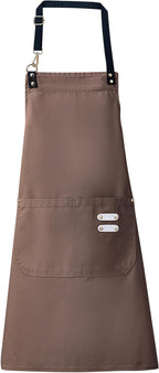 Lisianthus 2 Pack Adjustable Bib Aprons for Women with Pockets, Men's Kitchen Cooking Apron
