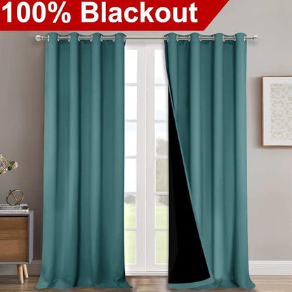 NICETOWN 100% Blackout Blinds, Sea Teal, Laundry Room Decor Window Treatment - Image 2