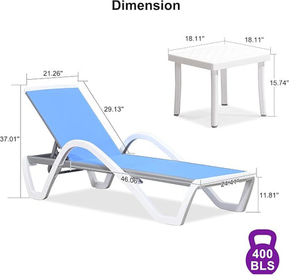 PURPLE LEAF Patio Chaise Lounge Chair Set Outside Aluminum Plastic Stackable - Image 2