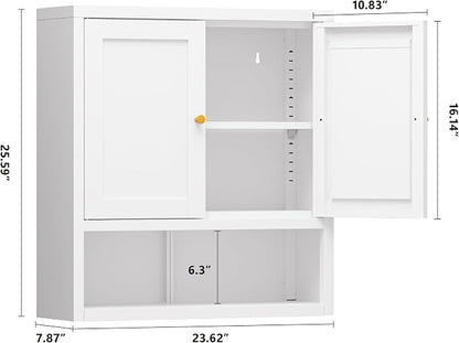 YAUWOH Metal Bathroom Storage Cabinet, Metal Storage Cabinet - Image 2