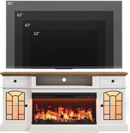 QUW 70" Farmhouse Fireplace TV Stand - Image 3