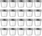novelinks 4 oz Clear Plastic Jars with Screw-On Lids – Reusable Round Containers for Slime, Food, Spices, Crafts & Kitchen Organization – BPA-Free Storage Jars, 20 Pack