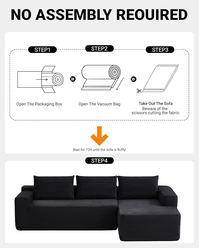 96 Inch Cloud Sectional Couch, Modern Modular Sectional Sofa - Image 4