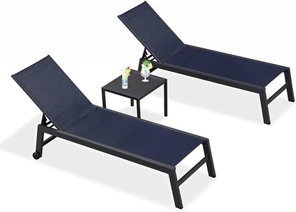 PURPLE LEAF Patio Chaise Lounge Set 2 Pieces Textilene Pool Lounge Chairs - Image 9