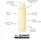 Simple Modern Water Bottle with Straw Lid | Vacuum Insulated Stainless Steel Metal Thermos | Reusable Leak Proof BPA-Free Flask for Sports Gym | Summit Collection | 30oz, Buttercup