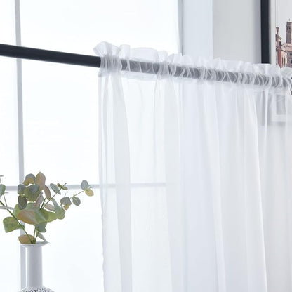 SpaceDresser Basic Rod Pocket Sheer Voile Window Curtain Panels White 1 Pair 2 - Image 6