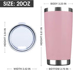 20oz Tumbler Bulk Stainless Steel Vacuum Insulated Tumblers with Lid Double Wall Travel Mug Durable Powder Coated Coffee Cup, Suitable for Ice Drinks and Hot Beverage (Pink 1pack)