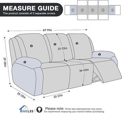 Timeles Recliner Covers for 3 Seater Reclining Couch Covers Sofa Slipcover - Image 5