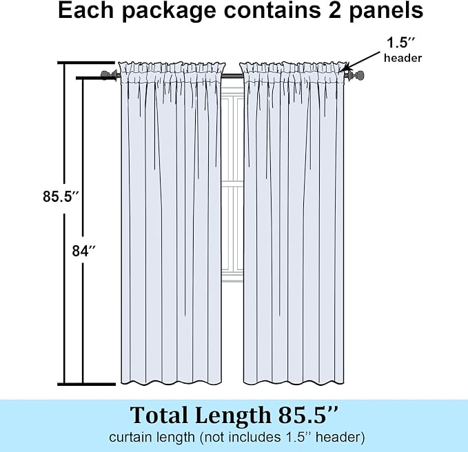 Simplebrand Lemon Sheer Curtains 84 Inches Long, Light Filtering Rod Pocket - Image 8
