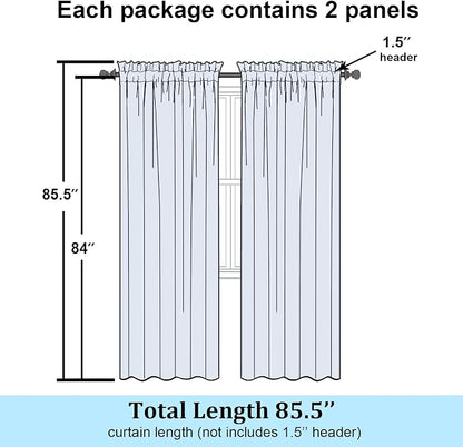 Simplebrand Aqua Sheer Curtains 84 Inches Long, Light Filtering Rod Pocket - Image 8