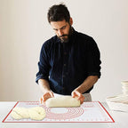 16" x 24" Large Silicone Pastry Mat for Rolling Dough Non Slip,Silicone Baking Mat Non Stick,Cilicone Fondant Mat Pie Cookie Dough Rolling Mat Kneading Cutting Mat with Measurement (Red-L)