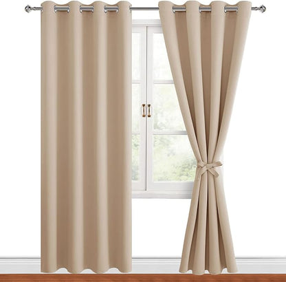 Blackout Curtains for Bedroom, 52 x 96 Inches Long, 2 Panels | Thermal by Hiasan