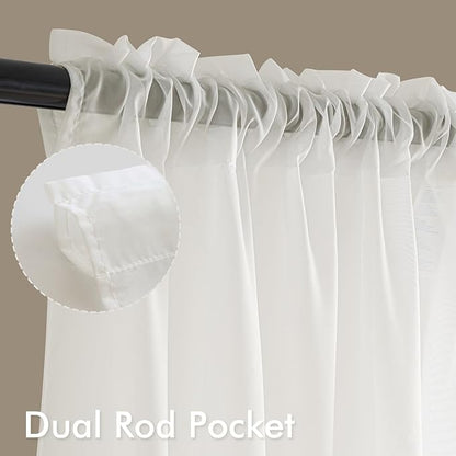 MIULEE Ivory Sheer Curtains 63 Inches Long 4 Panels 42 x 63 Inches | Light - Image 3