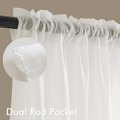 MIULEE Ivory Sheer Curtains 72 Inches Long 4 Panels 42 x 72 Inches | Light - Image 3