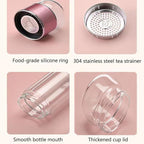 QUROXO 2025 New Tryteava Glass Infuser, Teava 3-In-1 Smart Tea Infuser with Cup Brush, Double-Layer Borosilicate Glass Tryteava Tea infusers Separation Cup (Gold, 350ml (12oz))