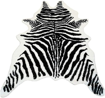 Zebra Print Rug Faux Animal Cowhide Skin Area Rug Leather Carpet Mat Large Size by yingda1992