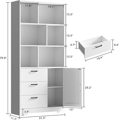 IRONCK Bookshelf, 70.9 Inch Tall Bookcase, 3-Tier Bookshelves - Image 3