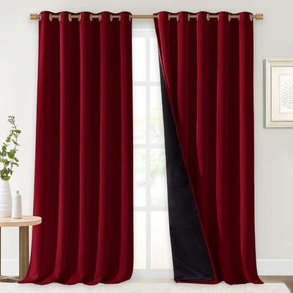 NICETOWN Total Shade Curtains and Draperies, Burgundy Red, Package of 2 by NICETOWN