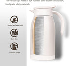 41 Oz Thermal Coffee Carafe Stainless Steel Insulated Thermos Double Wall Vacuum Flask Leak-Proof Thermos for Travel Office School Party Camping Use-Milk rice white