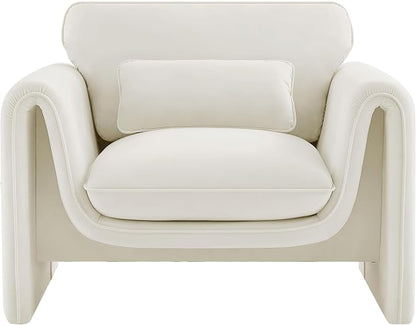 Meridian Furniture 199Cream-C Sloan Collection Modern | Contemporary Velvet - Image 5