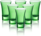 M&N HOME Green 2 Oz Shot Glasses, Set of 6, Heavy Base, Christmas Gift