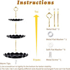 3 Tier Cupcake Stand Holder, Plastic Cup Cake Stand Towel with Tiered Serving Tray for Cupcakes, Donuts, Fruits and More, White (Black)