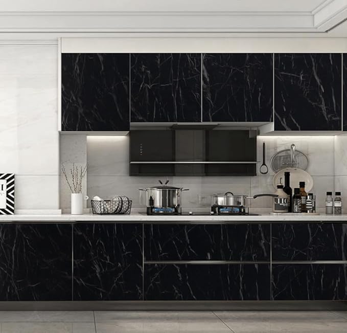 Arthome 23.6x200 Inches Black Marble, Peel and Stick Wallpaper, Marble Contact - Image 4
