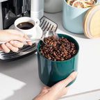 Sweejar Kitchen Canisters Ceramic Food Storage Jar, Stackable Containers with Airtight Seal Wooden Lid for Serving Coffee Bean, Flour, Tea, Cookies and More - 58 Fl Oz (Jade)