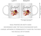 Andaz Press Fall Burgundy Marsala 11oz. Ceramic Coffee Tea Mug, Grateful, 1-Pack, Floral Blooms Graphic, Birthday, Friend, Family, Coworker, Autumn Season, Festive Thanksgiving Ideas