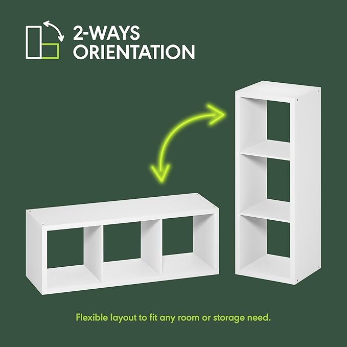 Furinno Cubicle Book Shelf, 3-Cube Bookshelf, Extra Thick Frame Horizontally & - Image 5