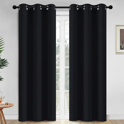 Yakamok Room Darkening Curtains 42x84 inch Length Black-Living Room | 2 panels by Yakamok