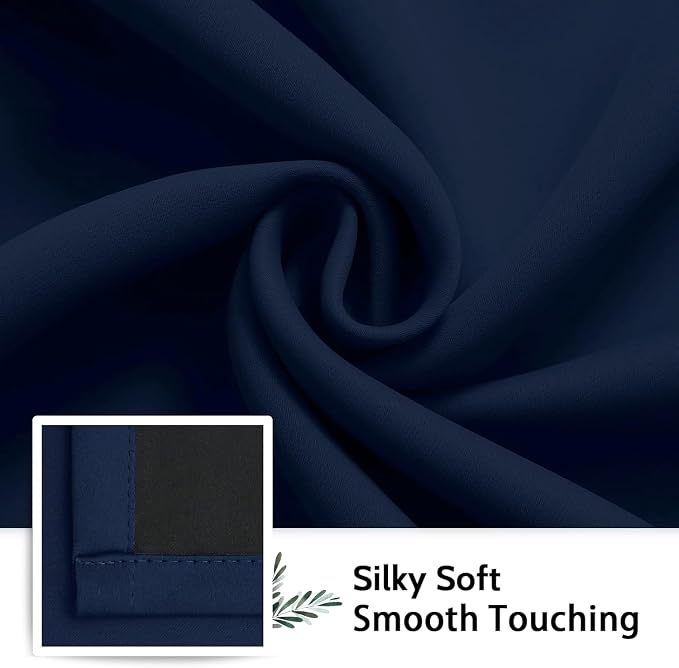 SimpleHome Navy Blue 100% Blackout Curtains Room Darkening Living Room 84 | - Image 7