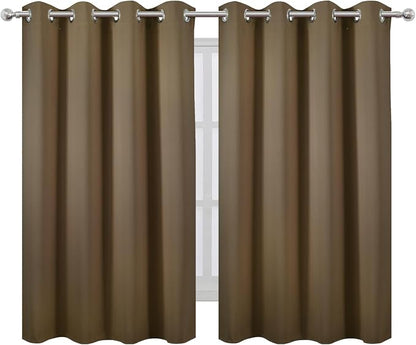 Brown Thermal Blackout Curtains/52 x 54 Inch/Set of 2 Panels Room Darkening - Image 2