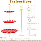 3 Tier Cupcake Stand Holder, Plastic Cup Cake Stand Tower with Tiered Serving Tray for Cupcakes, Donuts, Fruits and More, Red