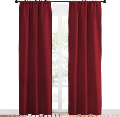 NICETOWN Christmas Burgundy Curtains Blackout Drape Panels - Image 2