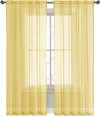 SpaceDresser Sheer Voile Window Treatment Rod Pocket Curtain Panels - Image 2