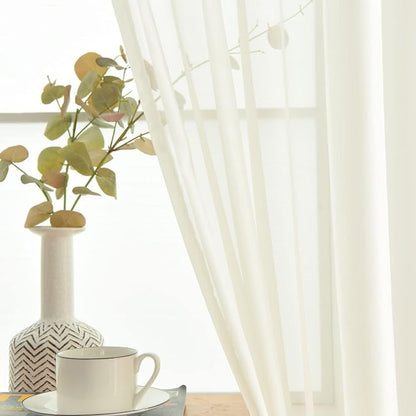 SpaceDresser Basic Rod Pocket Sheer Voile Window Curtain Panels Ivory 1 Pair 2 - Image 4