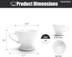Pour Over Coffee Maker, Single White Ceramic Coffee Dripper with 3 Holes, Large Coffee Pour Over for Shop, Office, Home