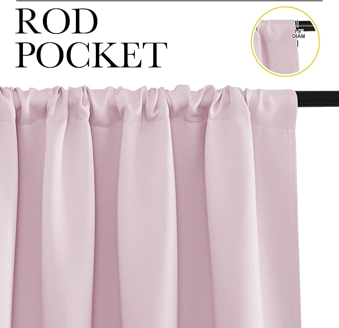 NICETOWN 2 Panels Blackout Curtains, Rod Pocket Window Curtains Room Darkning - Image 2