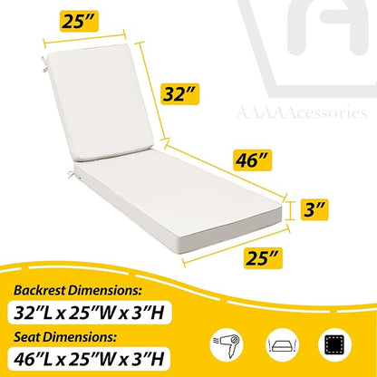 AAAAAcessories Outdoor Chaise Lounge Cushions, Fade-Resistant, Waterproof Patio - Image 5