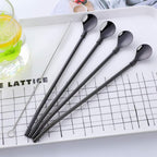 Straws, 8-Piece 8.5inch Black 18/8(304) Stainless Steel Reusable Straws + 2 Brushes